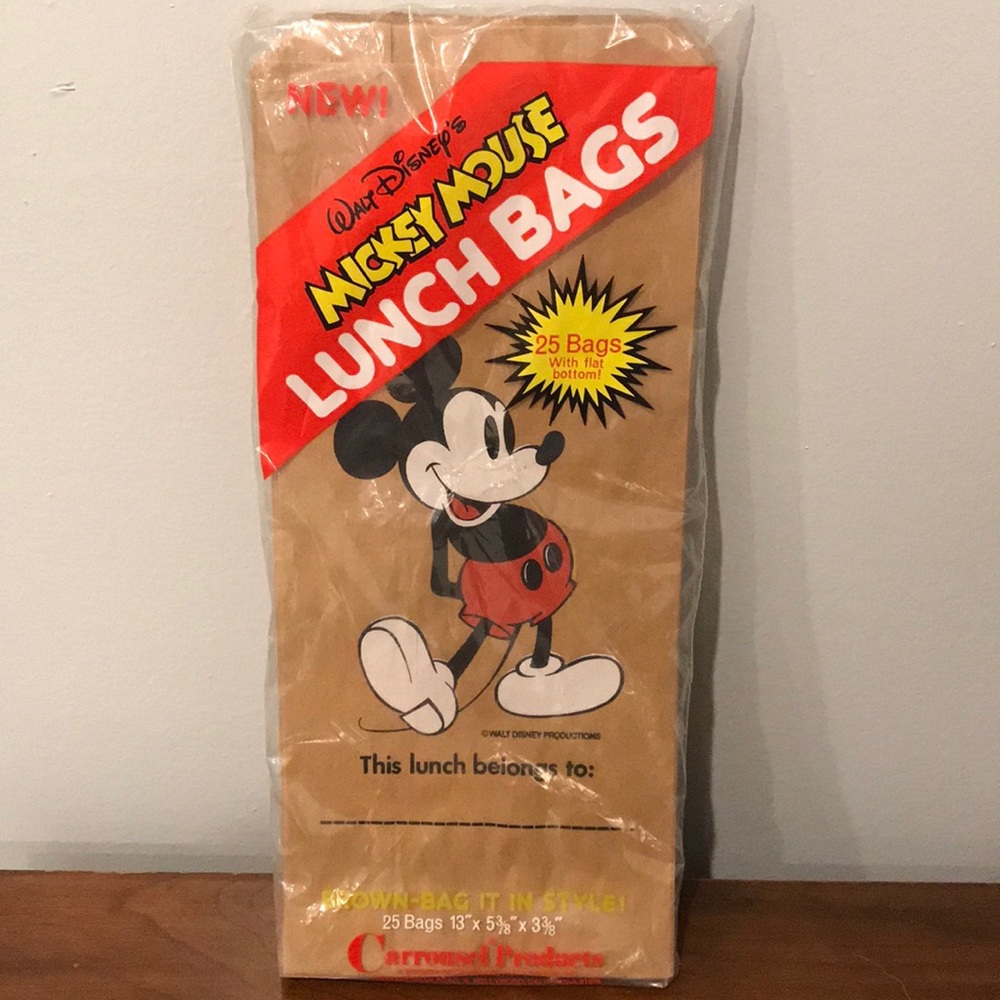 ✨5/$25✨Mickey Mouse Brown Paper Lunch Bags